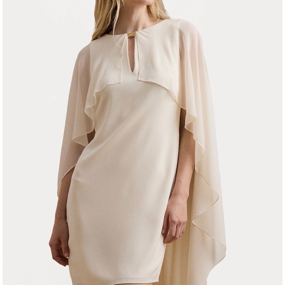 Lauren Ralph Lauren Cream Renelle Cape Long
Sleeve Mini Dress